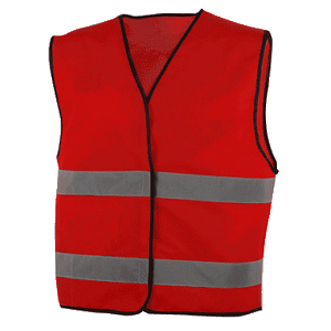 Colete de grande visibilidade, de material combinado, cor vermelho. Colete de grande visibilidade, de material combinado, cor vermelho.