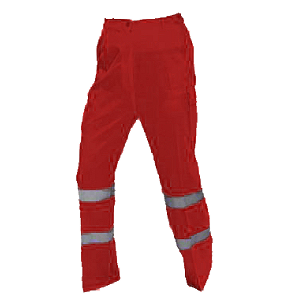 Calças de grande visibilidade, de material combinado, cor vermelho. Calças de grande visibilidade, de material combinado, cor vermelho.