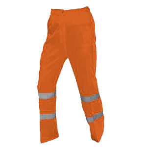 Calças de grande visibilidade, de material combinado, cor laranja. Calças de grande visibilidade, de material combinado, cor laranja.