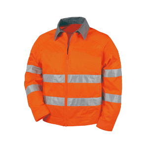 Casaco de grande visibilidade, de material combinado, cor laranja. Casaco de grande visibilidade, de material combinado, cor laranja.
