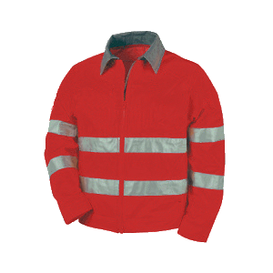 Casaco de grande visibilidade, de material combinado, cor vermelho. Casaco de grande visibilidade, de material combinado, cor vermelho.