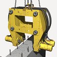 Retroescavadora sobre pneus, equipada com saneador hidráulico para muros Retroescavadora sobre pneus, equipada com saneador hidráulico para muros